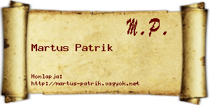 Martus Patrik névjegykártya